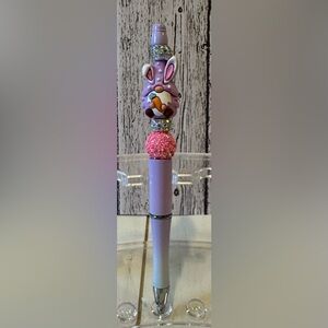 Easter Bunny Gnome Handcrafted Beaded Stationery Ink Pen Handmade Gift